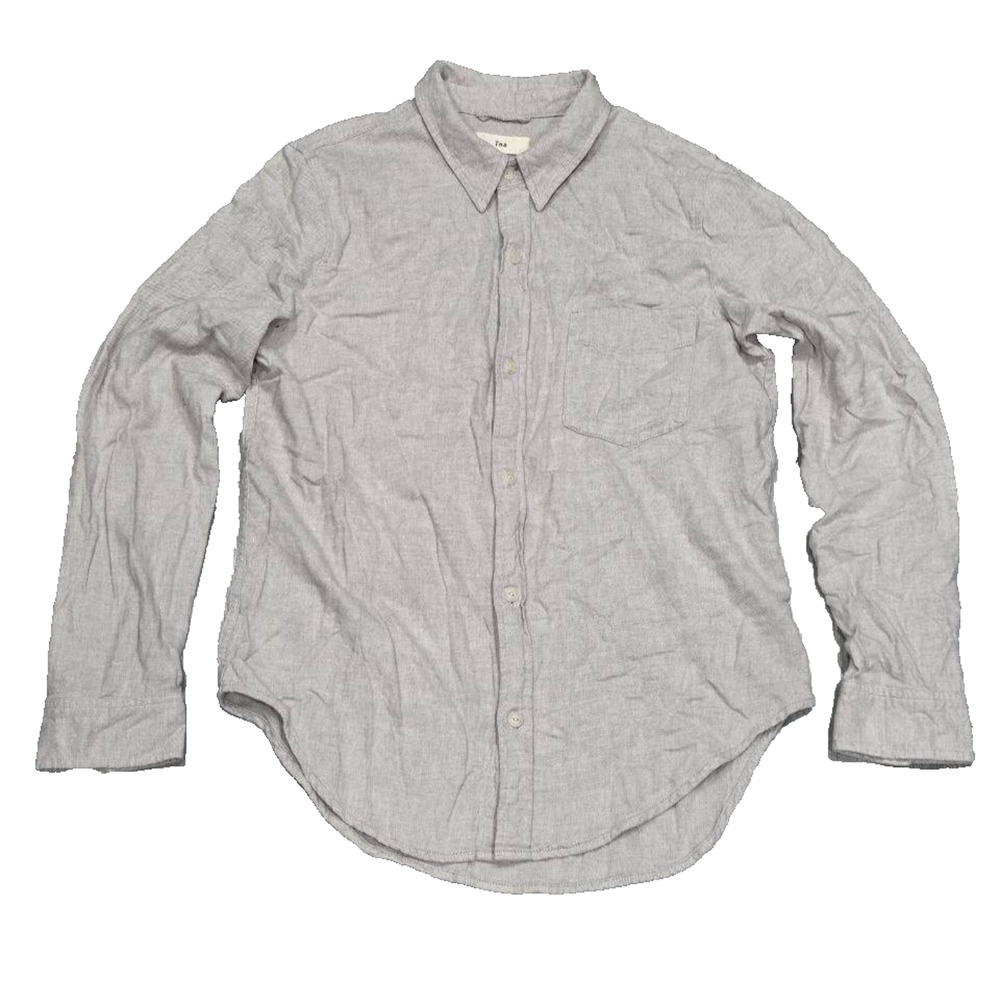 Aritzia Tna Cozy AF Cotton men Button Down Shirt Large Gray A004385